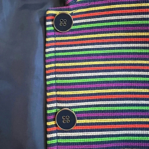 TALBOTS BLAZER COLORFUL YELLOW PURPLE ORANGE RAINBOW STRIPED JACKET. SIZE 6 - Picture 10 of 11